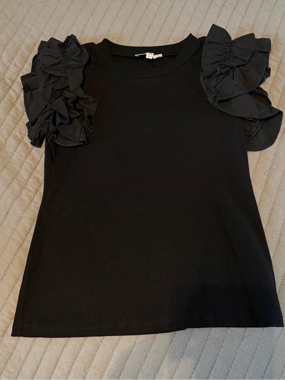 Ruffle Sleeve Women's Top - Black